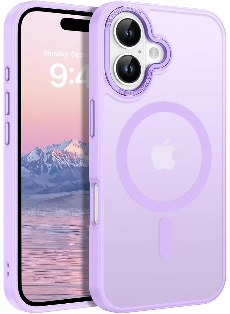 أكاليكس جراب مغناطيسي لهاتف آيفون 16 بلس [مقاوم للصدمات ونحيف] غطاء خلفي صلب شفاف غير لامع مع حماية عالية الجودة | بنفسجي فاتح - Image 1